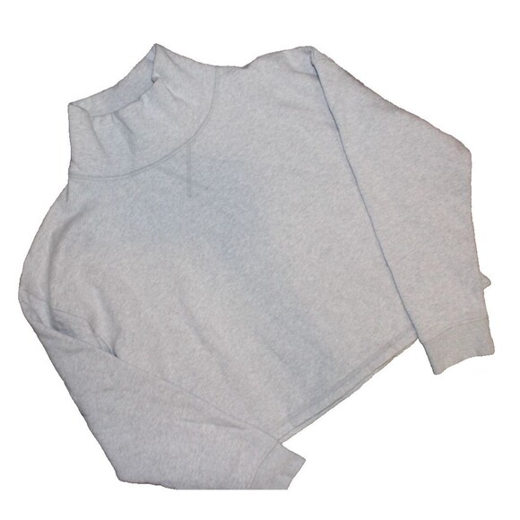 MATE THE LABEL ORGANIC COTTON CROPPED FLEECE TURTLENECK SWEATSHIRT GRAY SZ S - Picture 3 of 4